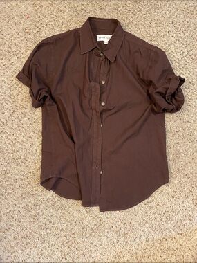 Denim Forum Men's Short-Sleeve Button-Down Shirt — Brown